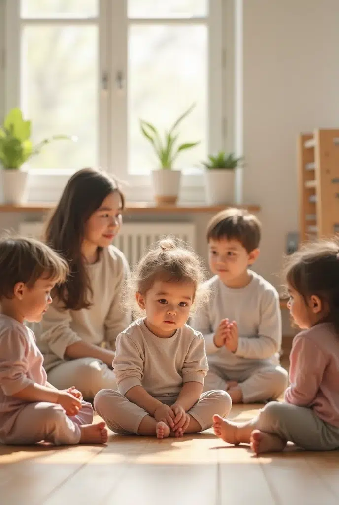 Après un rituel d’accueil et de rencontre l’atelier de psychomotricité peut commencer.