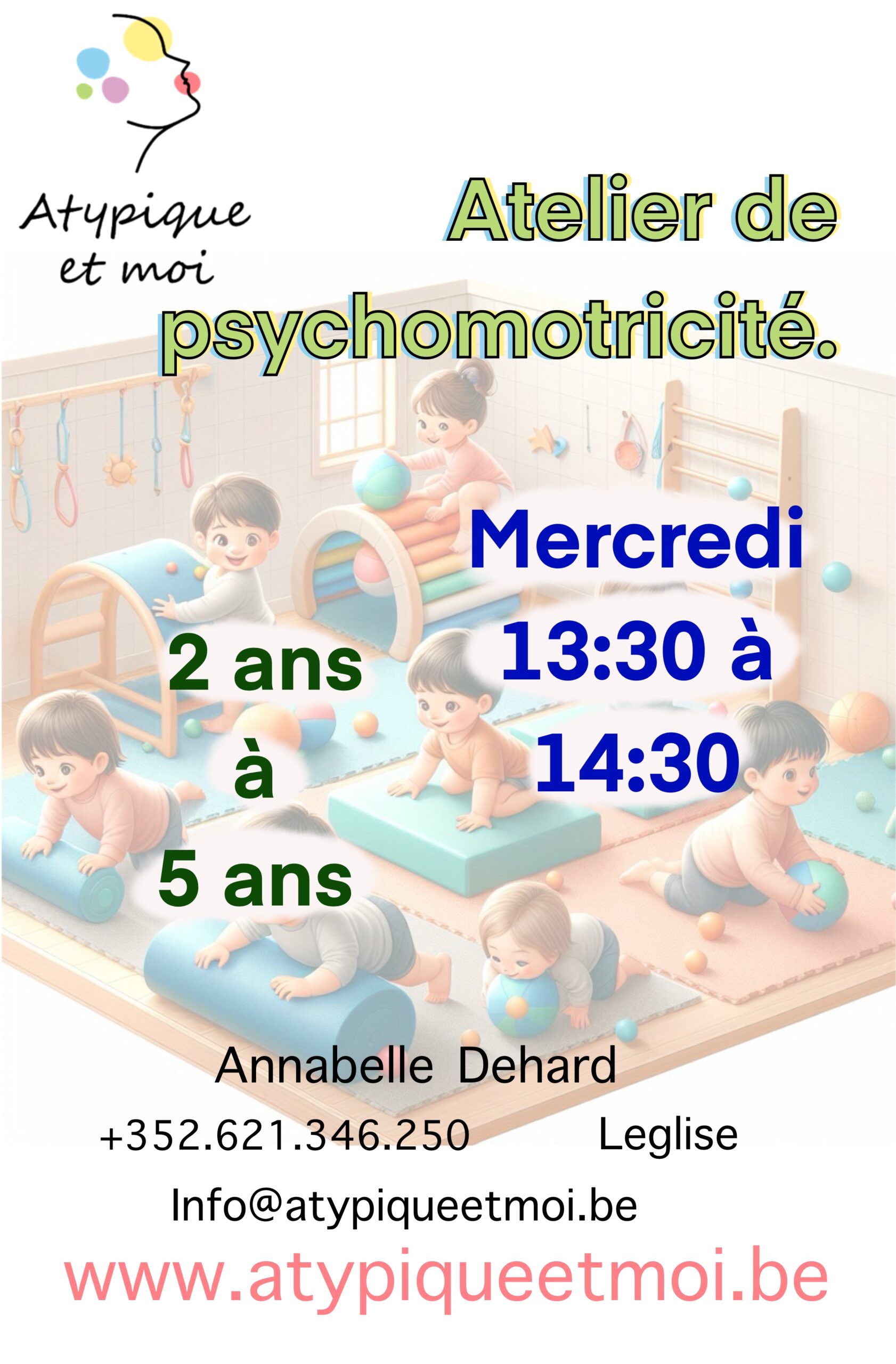 Atelier de psychomotricité pour enfant de 2 à 5 ans.