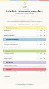 Un bulletin qui évalue les compétences nécessaires à ton enfant face au harcèlement.
